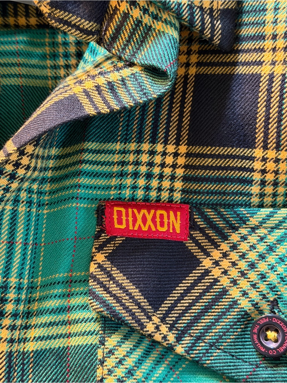 DIXXON Men's Limited Edition Cool Runnings Green and Yellow Plaid Flannel Shirt - Picture 7 of 8